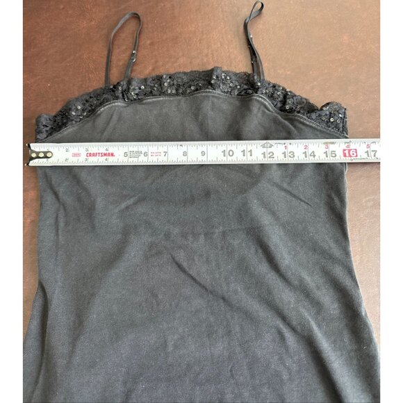 Express Womens Black Lace w/Sequin Trim Camisole L - Picture 6 of 6
